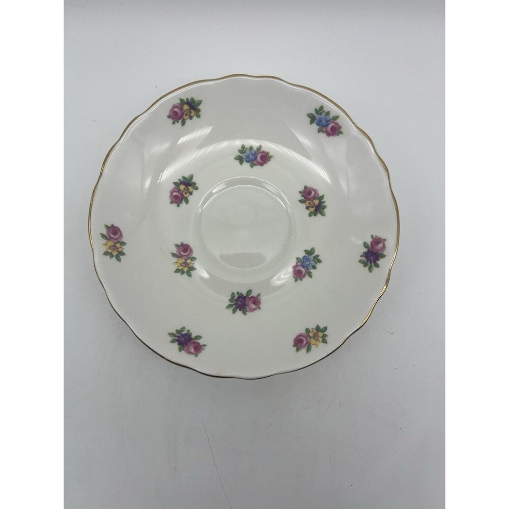 Crown Staffordshire Bone China Floral Saucer England 5.5" Round Glossy